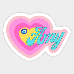 Amy in Colorful Heart Illustration Sticker